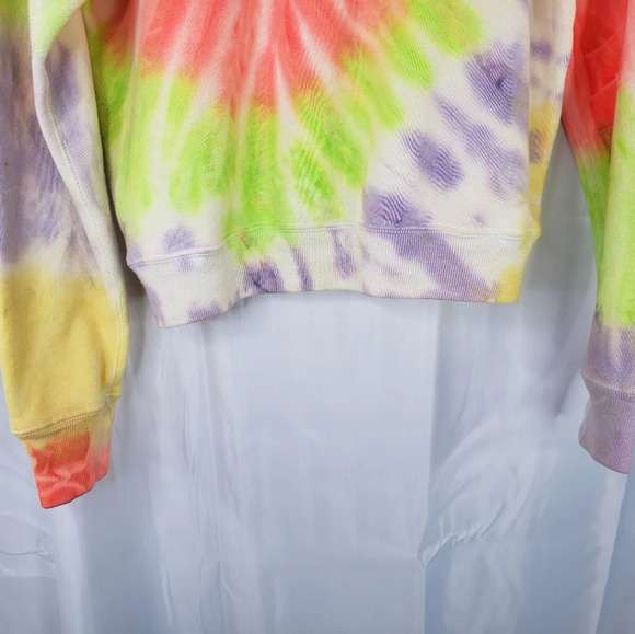 Hanes Re-Done Neon Spiral Tie Dye Wring Pull Over Multi Color Sweatshirt Sz S - Picture 8 of 8